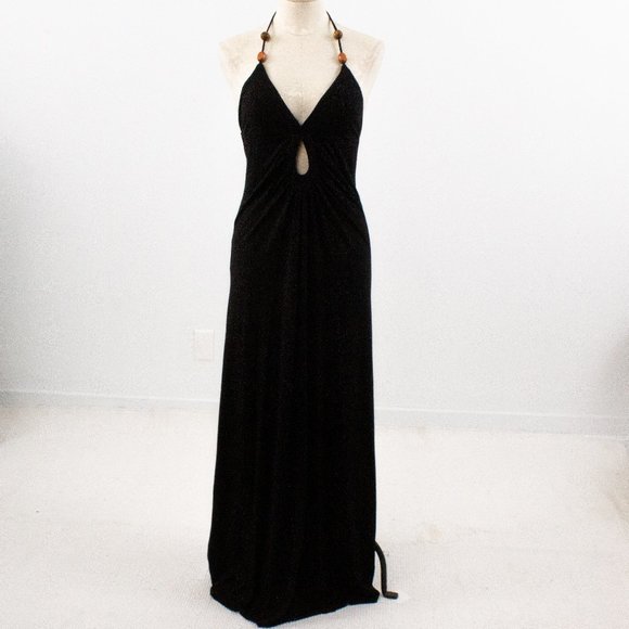 Revolve S Jersey Maxi Halter Cutout Dress Black